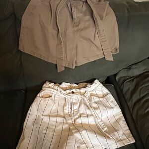 Time and Tru High Waist Shorts - Tan and Cream